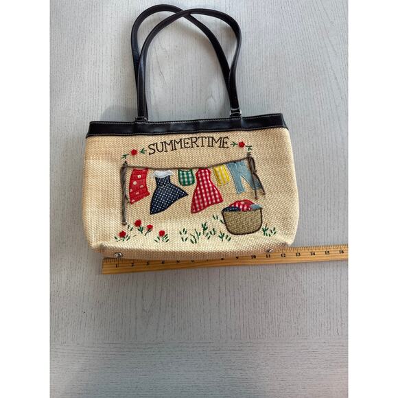 Vintage Style Embroidered Summertime Picnic Purse Cottagecore Romantic - Picture 3 of 8